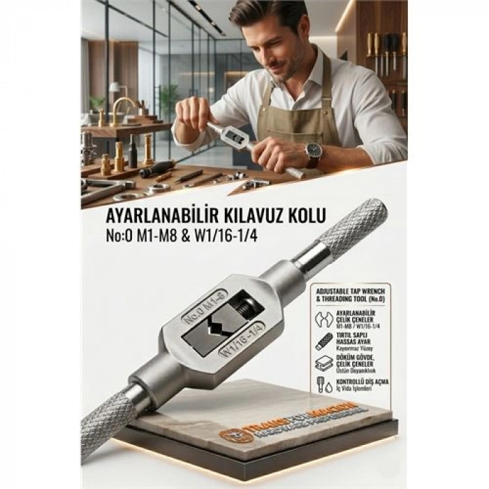 Nevamel® HSNET Kılavuz Kolu M1-M8 Ayarlı Vida Diş Açma Aparatı No:0 723240