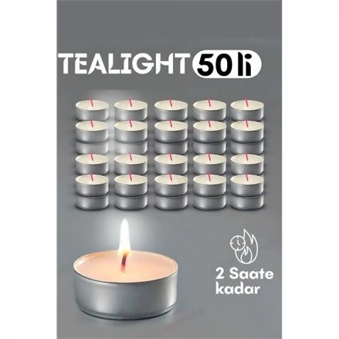 Nevamel® HSNET Tealight Mum 50 Adet - Kokusuz Dekoratif Mum