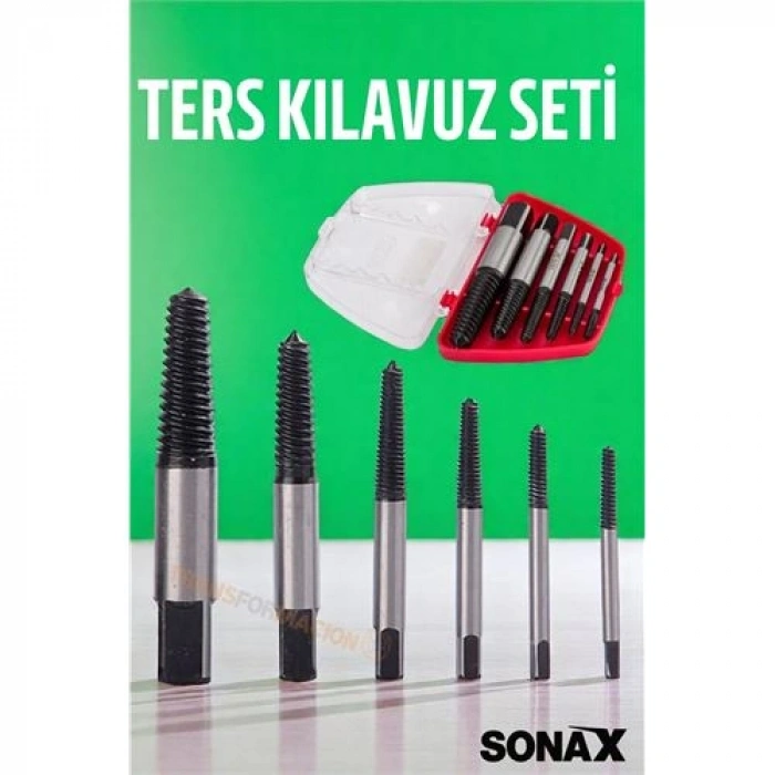 Nevamel® HSNET Ters Kılavuz 6 lı Set Saf Çelik Kırık Civata Vida Sökücü Kırılmış Vida Civata Sökme Aparatı