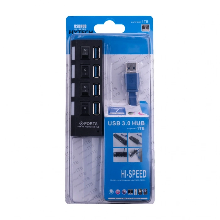 Nevamel® HYTECH HY-U350 USB3.0 to 4xUSB 3.0 Açma Kapama Tuşlu USB HUB(1923)