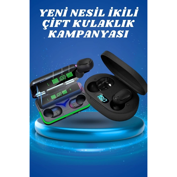 Nevamel İkili Bluetooth Kulaklık Dijital Göstergeli Uzun Pil Ömrü Yüksek Ses Kaliteli