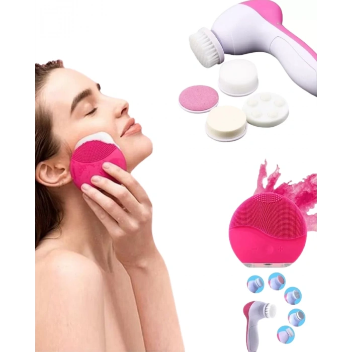 Nevamel® İkili Cilt Bakım Seti 5 Başlıklı Yüz Temizleme ve Masaj Aleti Canlandırıcı ve Onarıcı