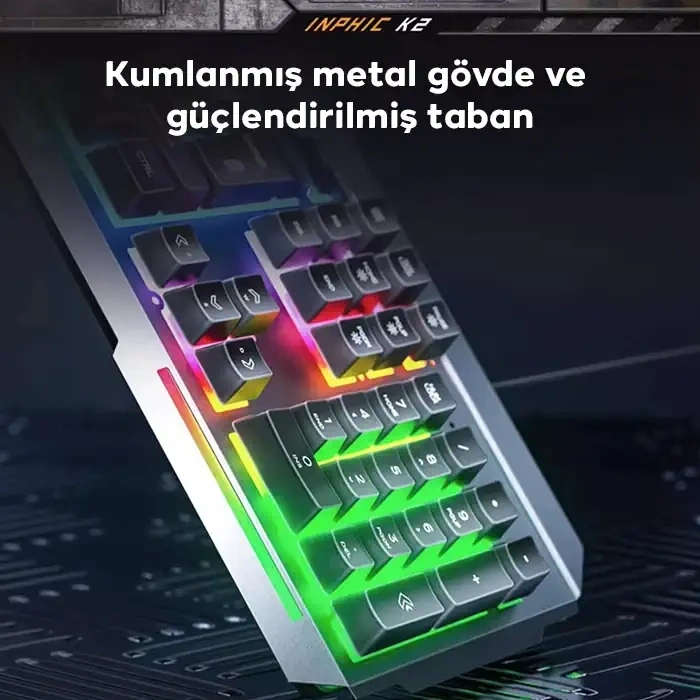 Nevamel Inphic K2 USB Kablolu Oyun Klavyesi 104-Key Sessiz Oyun Klavyesi Bilgisayar Laptop için Cep telefonu yerleştirme alanı-(5775)