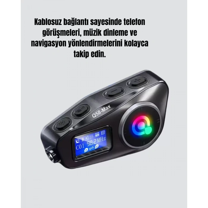 Nevamel® IP65 Suya Dayanıklı Kask Bluetooth Kulaklık LCD Ekranlı