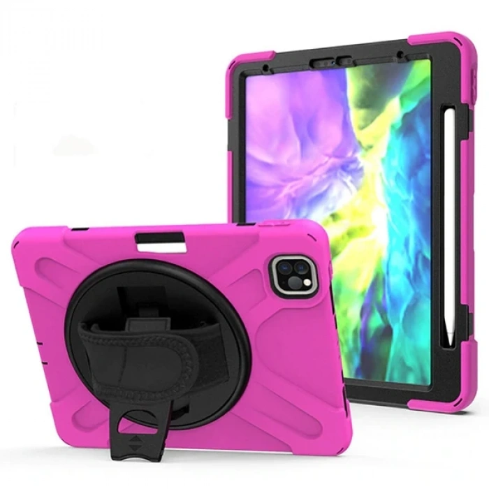 Nevamel iPad Air 4. Nesil 10.9 Kılıf Shockproof 3 Katmanlı Standlı Zırh Kılıf Kalem Yerli-(5775)