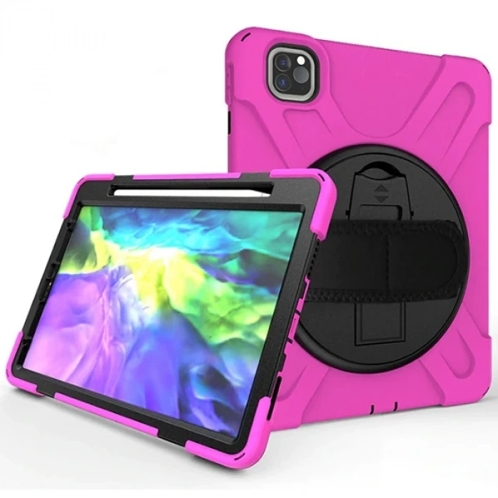 Nevamel iPad Air 4. Nesil 10.9 Kılıf Shockproof 3 Katmanlı Standlı Zırh Kılıf Kalem Yerli-(5775)