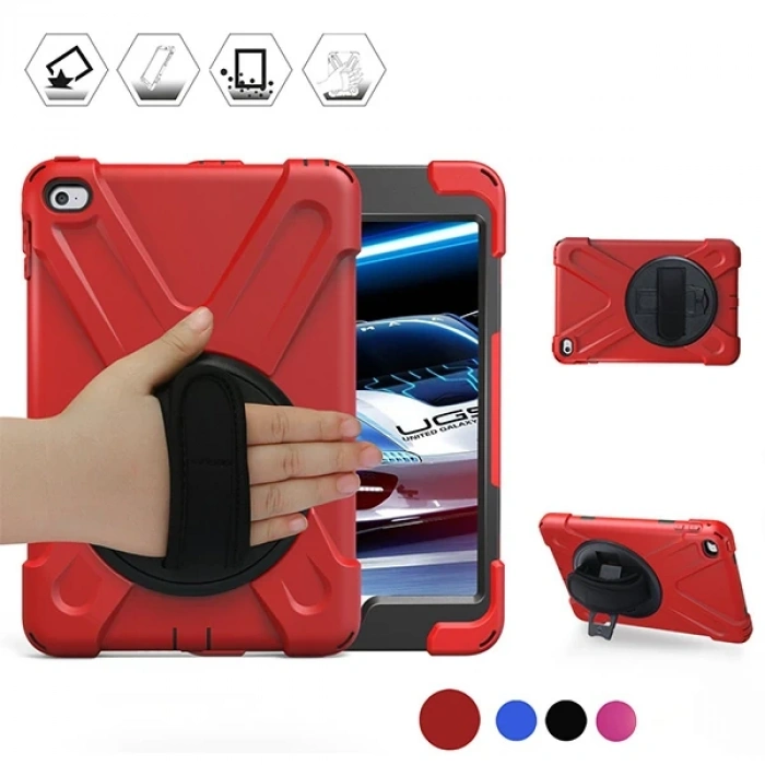 Nevamel İpad Mini 4/ 5 Shockproof 3 Katmanlı Standlı Zırh Kılıf-(5775)