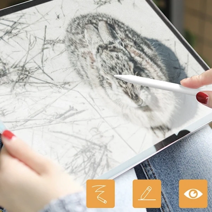Nevamel İPad Pro 12.9 İnch 2021-2020-2018 Paper Like Film Darbe Emici Pet Ekran Koruyucu-(5775)