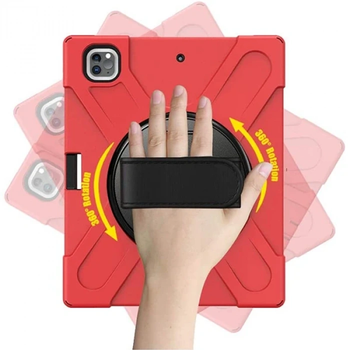 Nevamel İPad Pro 12.9-inch (2021)-(2020) Kılıf Kalem Yerli 3 Katmanlı Standlı Zırh Kılıf-Shockproof-(5775)