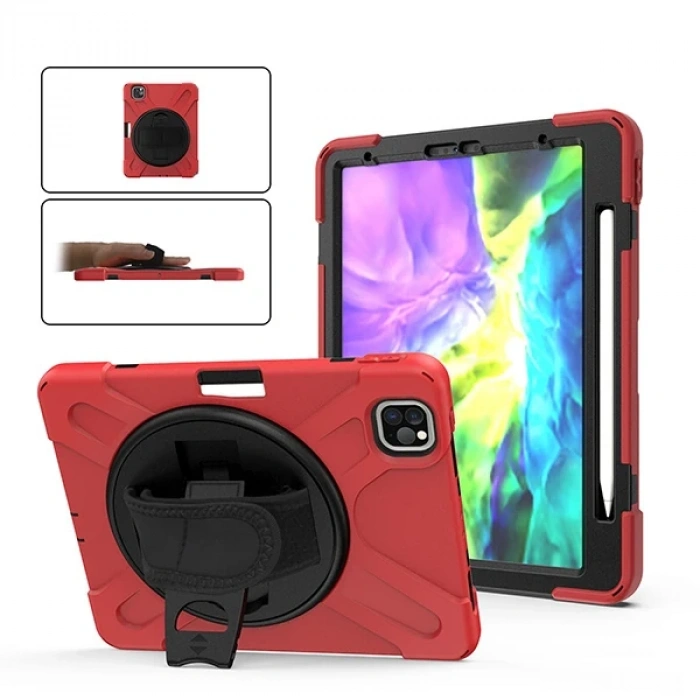 Nevamel iPad Pro11 (2021-2020-2018) Kılıf Shockproof 3 Katmanlı Standlı Zırh Kılıf Kalem Yerli-(5775)