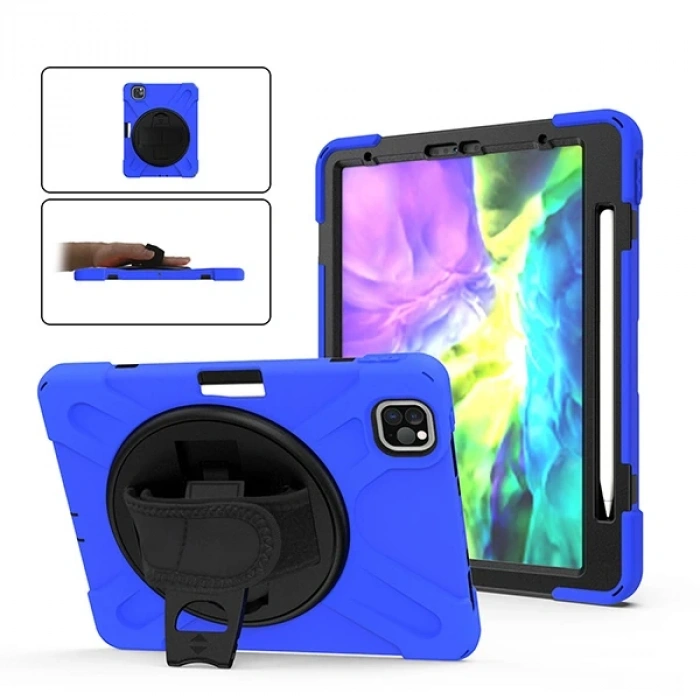 Nevamel iPad Pro11 (2021-2020-2018) Kılıf Shockproof 3 Katmanlı Standlı Zırh Kılıf Kalem Yerli-(5775)