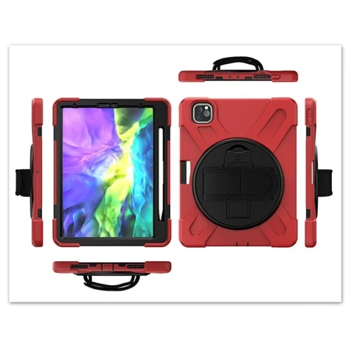 Nevamel iPad Pro11 (2021-2020-2018) Kılıf Shockproof 3 Katmanlı Standlı Zırh Kılıf Kalem Yerli-(5775)