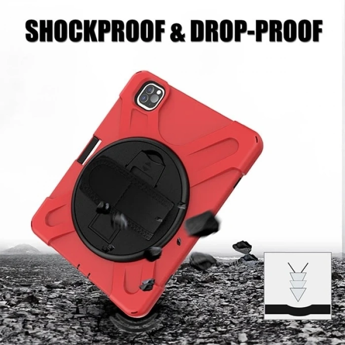 Nevamel iPad Pro11 (2021-2020-2018) Kılıf Shockproof 3 Katmanlı Standlı Zırh Kılıf Kalem Yerli-(5775)