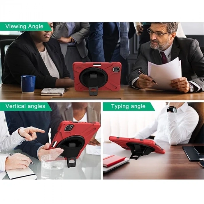 Nevamel iPad Pro11 (2021-2020-2018) Kılıf Shockproof 3 Katmanlı Standlı Zırh Kılıf Kalem Yerli-(5775)