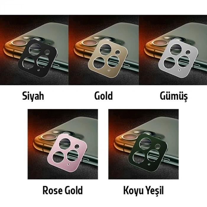 Nevamel İPhone 11 Pro -11 Pro Max 3D Metal Kamera Koruyucu Metal Lens-(5775)
