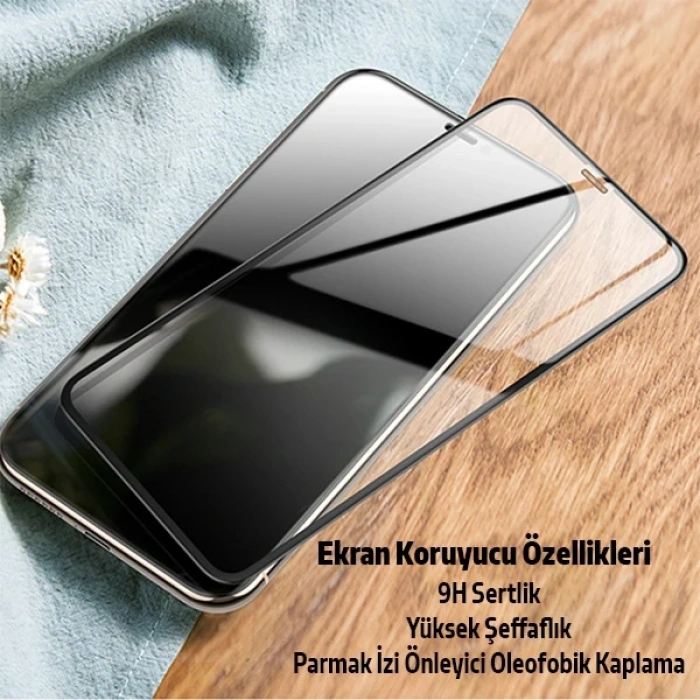 Nevamel İPhone 11 Pro 2İN1 Full Glue Tempered Cam Ekran Koruyucu +Kamera Lens Set-(5775)
