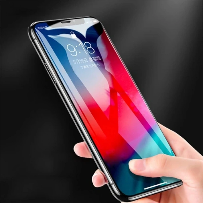 Nevamel İPhone 11 Pro Max 5D Kavisli Full Tempered Cam Ekran Koruyucu-(5775)