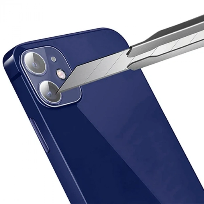 Nevamel iPhone 12 6.1 Hat-Prince 9H 3D Full Tempered Cam Kamera Koruyucu-(5775)
