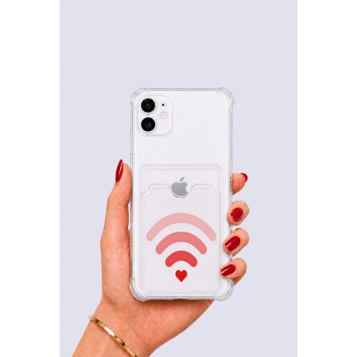 Nevamel® iPhone 12 Kartlıklı Aşk Sinyali Desenli Kılıf