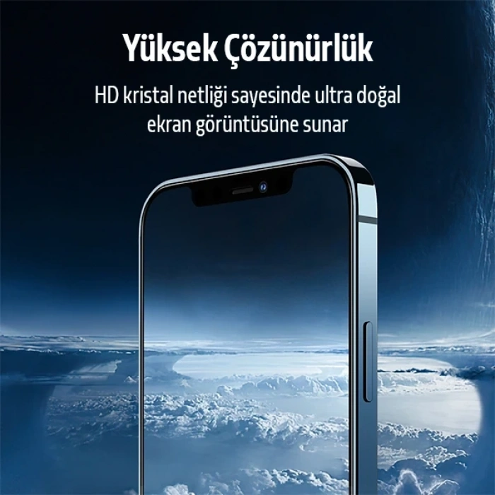 Nevamel İPhone 12 Mini  2İN1 Full Glue Tempered Cam Ekran Koruyucu +Kamera Lens Set-(5775)