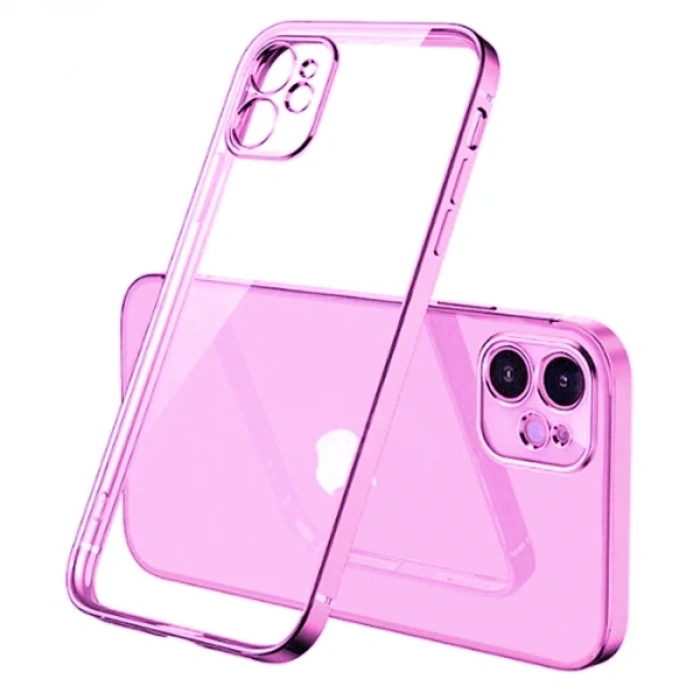 Nevamel iPhone 12 Mini 5.4inç Renkli Kenar Şeffaf Kılıf Kamera Korumalı Kılıf-(5775)