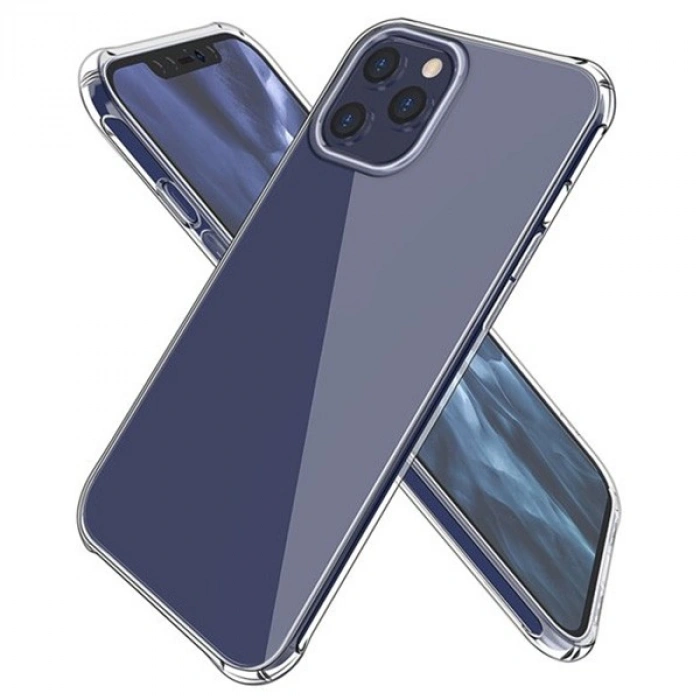 Nevamel İPhone 12 Pro Max 6.7 Anti-Drop Silikon Kılıf Shockproof Şeffaf  kılıf-(5775)
