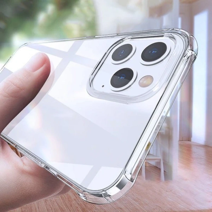 Nevamel İPhone 12 Pro Max 6.7 Anti-Drop Silikon Kılıf Shockproof Şeffaf  kılıf-(5775)