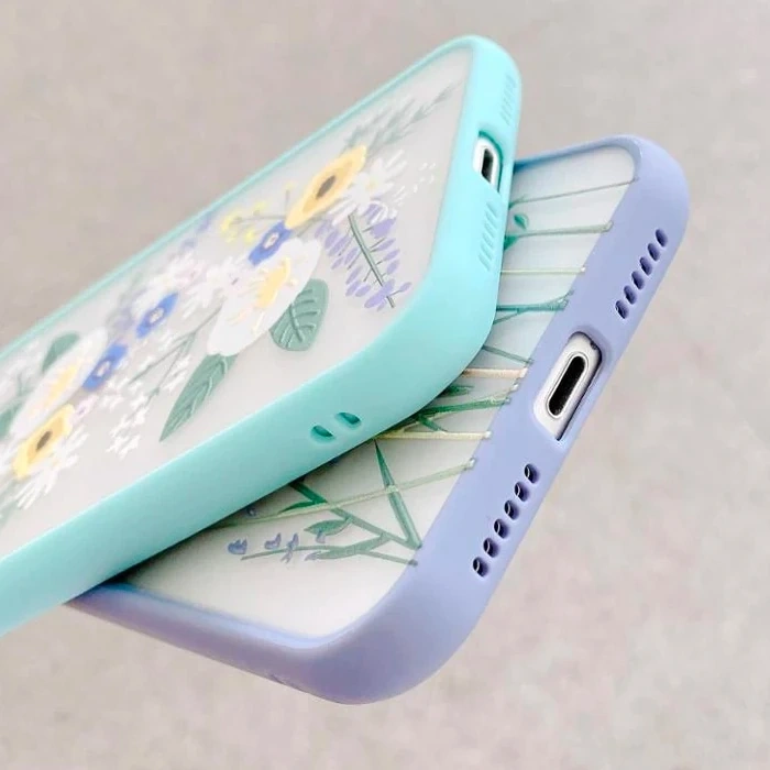 Nevamel iPhone 12 Pro Max 6.7inç Kamera Korumalı Çiçek Desenli Silikon Kılıf-(5775)