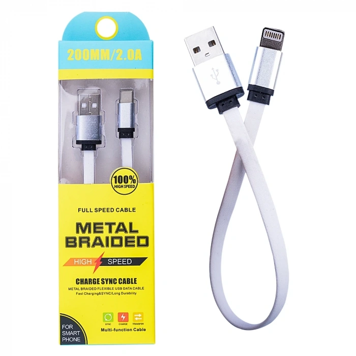 Nevamel İPhone 13-12-11 8-7 20cm Kısa Şarj Usb Kablo-(5775)