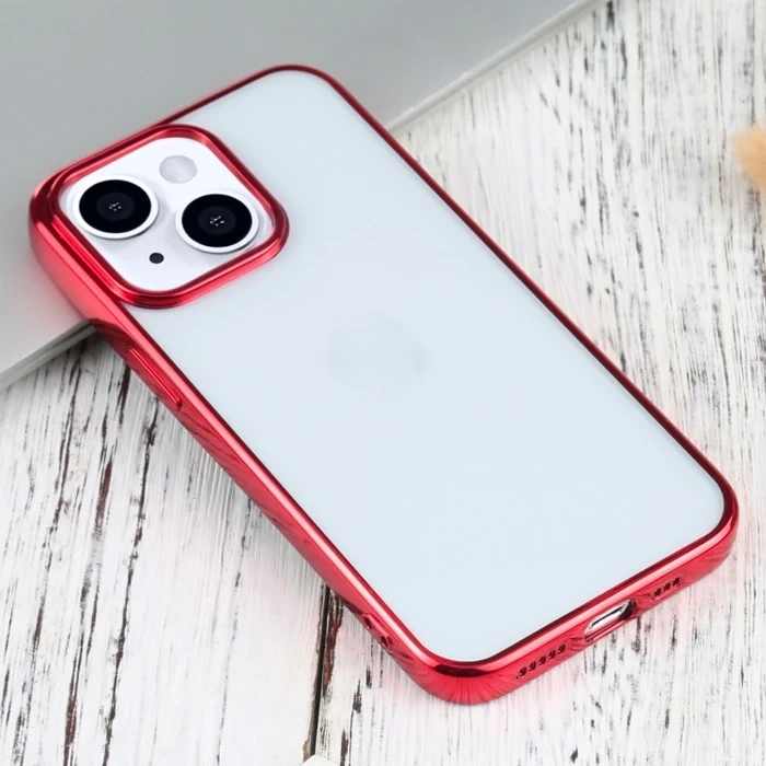 Nevamel iPhone 13 6.1inç Lazer Kaplama Renkli Kenar Şeffaf Kılıf-(5775)