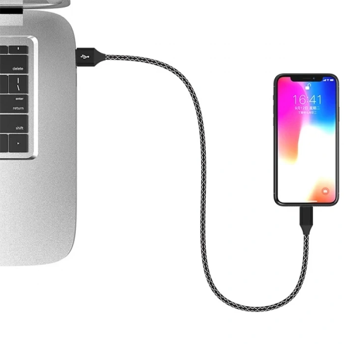 Nevamel İPhone 14-13-12 11 3.0A Hızlı Halat Usb Şarj Kablosu 1MM-(5775)
