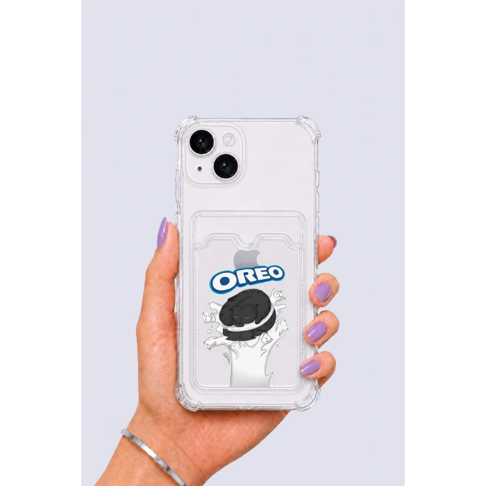 Nevamel® iPhone 14 Kartlıklı OREO Desenli Kılıf