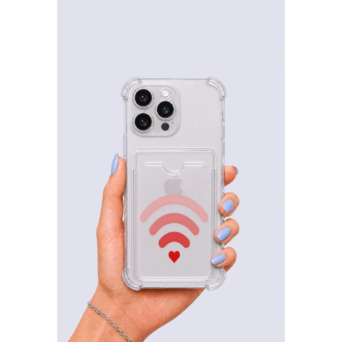 Nevamel® iPhone 14 Pro Max Kartlıklı Aşk Sinyali Desenli Kılıf