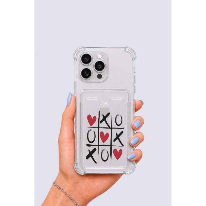 Nevamel® iPhone 14 Pro Max Kartlıklı XoXO Desenli Kılıf