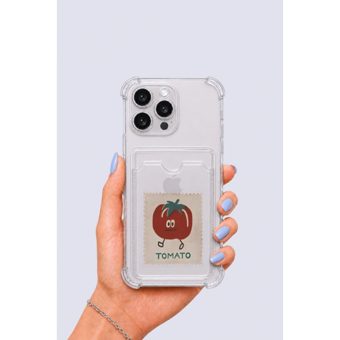 Nevamel® iPhone 15 Pro Max Kartlıklı Tomato Desenli Kılıf