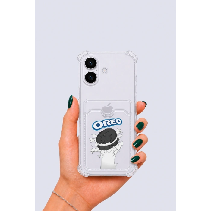Nevamel® iPhone 16 Kartlıklı OREO Desenli Kılıf