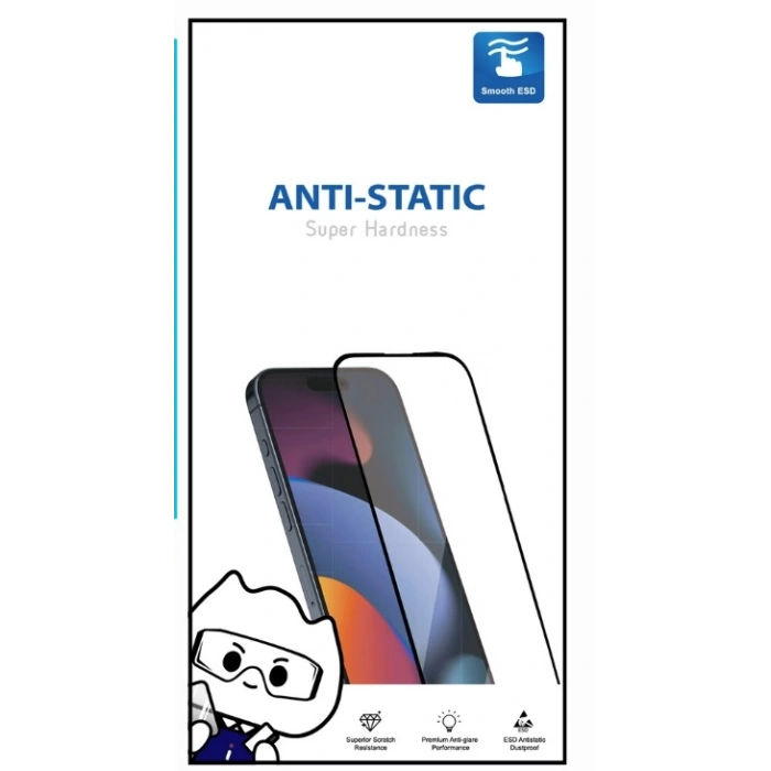 Nevamel® iPhone 16 PRO MAX 6D Anti Static Temperli Cam Ekran Koruyucu Kırılmaz Full Kaplama (1431)
