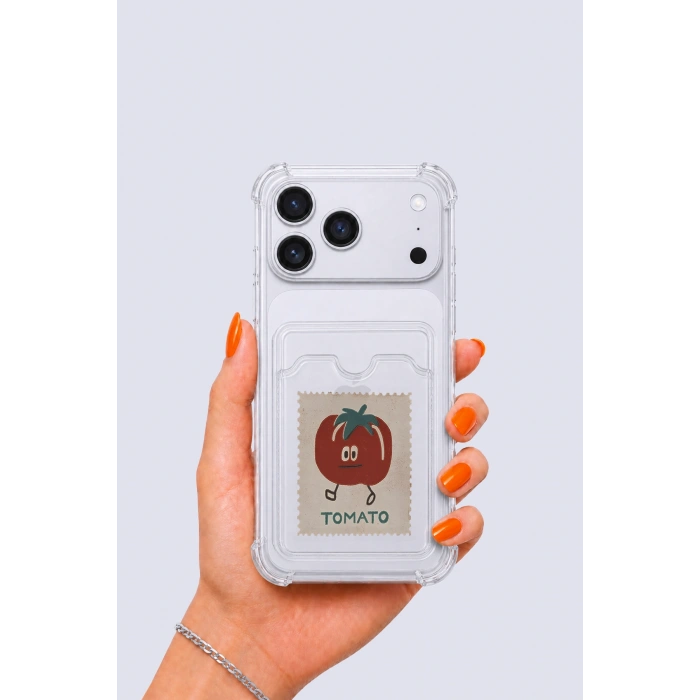 Nevamel® iPhone 17 Pro Max Kartlıklı Tomato Desenli Kılıf