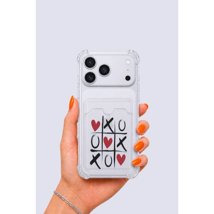Nevamel® iPhone 17 Pro Max Kartlıklı XoXO Desenli Kılıf