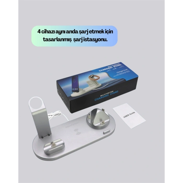 Nevamel iPhone Apple Watch ve AirPods ile Uyumlu 4ü 1 Arada Şarj Ünitesi – Tüm Apple Cihazları Tek Noktada