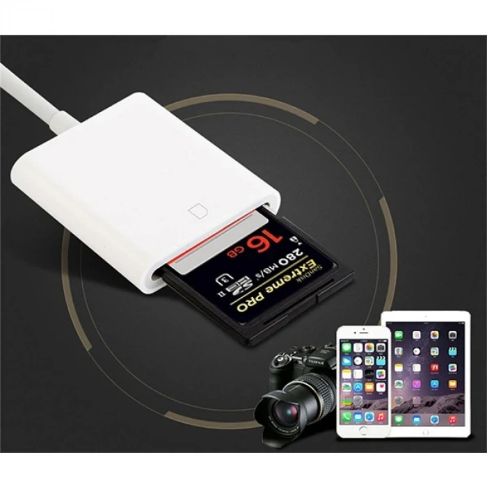 Nevamel İPhone/İPad Lightning To SD Kart Hafıza Kart Adaptörü NK105-(5775)