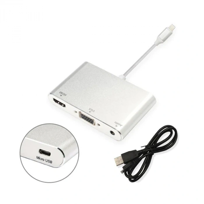 Nevamel İPhone İPad P32 Hdmi Vga Av Audio Dönüştürücü Adaptör-(5775)