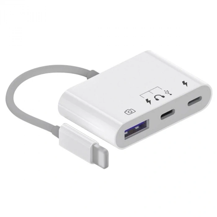 Nevamel İPhone-Otg Hub -Usb Type C To Kulaklık ve Usb Kamera Okuyucu Otg-(5775)