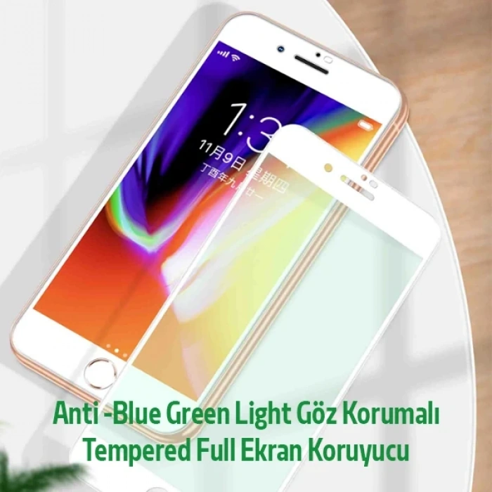 Nevamel iPhone SE3-SE2 İPhone 8-7 Anti -Blue Green Light Göz Korumalı Tempered Full Ekran Koruyucu-(5775)