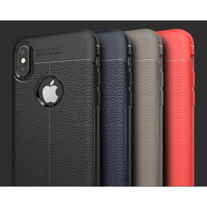 Nevamel İphone X Xs Litchi Tam Koruma Soft Silikon Kılıf-(5775)