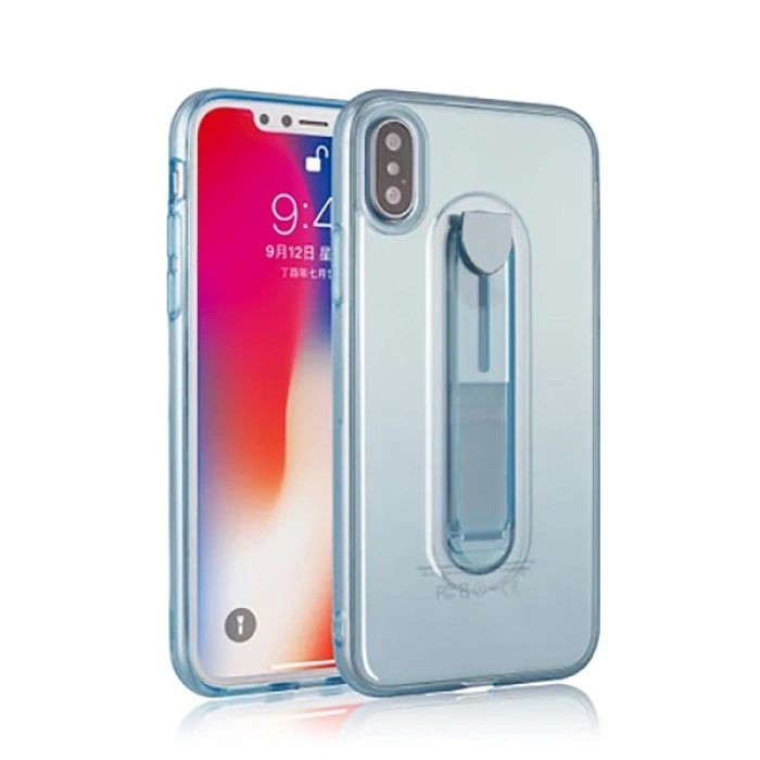 Nevamel İphone X Xs Selfie Yüzüklü Şeffaf Silikon Kılıf-(5775)