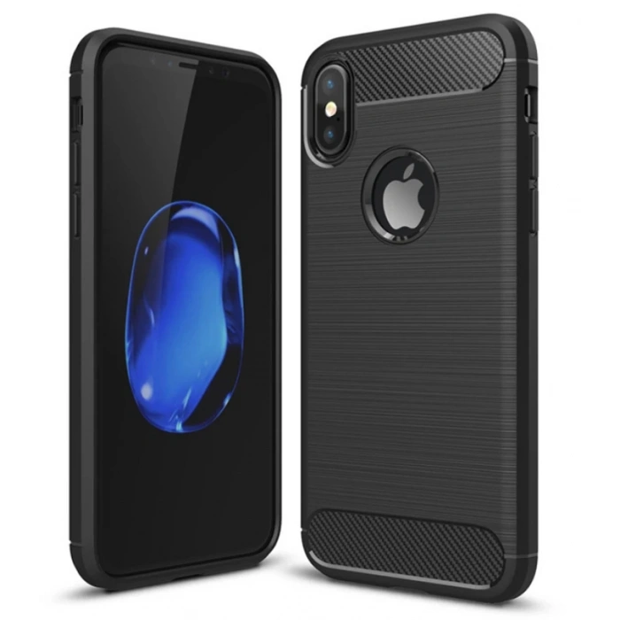 Nevamel İphone XXS Dark Ultra Koruma Karbon Fiber Silikon Kılıf-(5775)