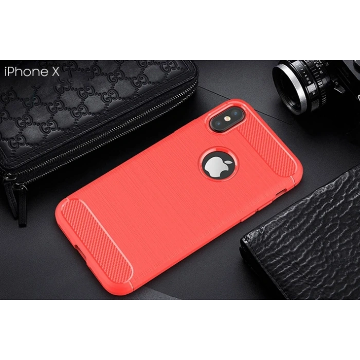 Nevamel İphone XXS Dark Ultra Koruma Karbon Fiber Silikon Kılıf-(5775)