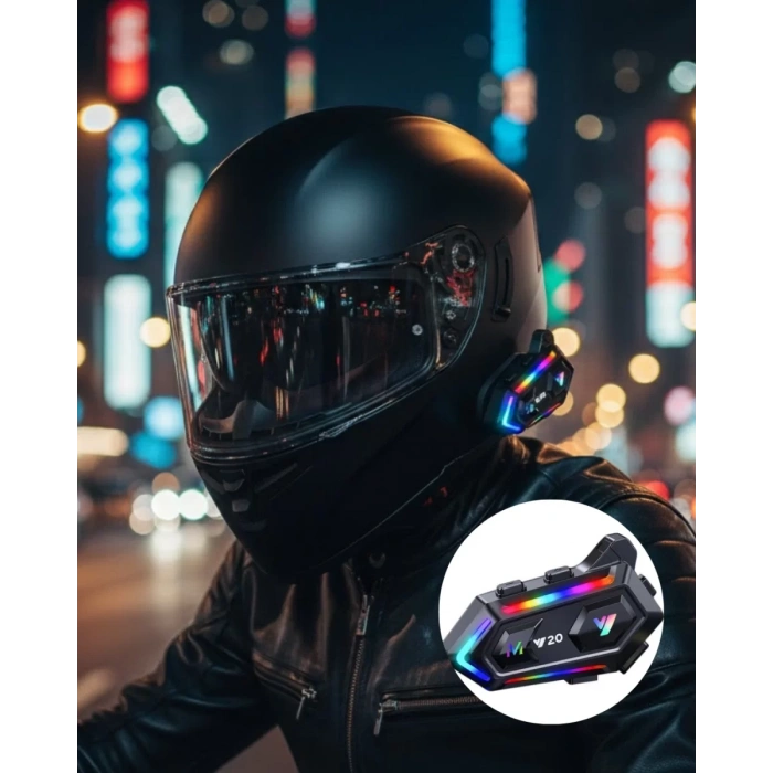 Nevamel® IPX6 Su Geçirmez Intercom 1000m Bağlantı 1000mAh Batarya RGB Işıklı