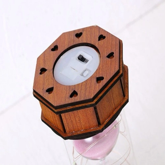 Nevamel  Işıklı Dekoratif Ahşap Kum Saati